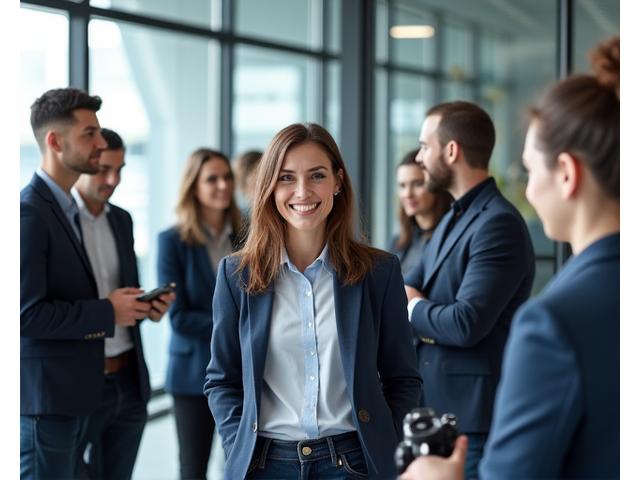 Professional corporate photography of a team in a modern office.